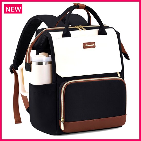 Handbags - 15.6 Inch Laptop Backpack with Tumbler Holder, Waterproof Travel Work Bag